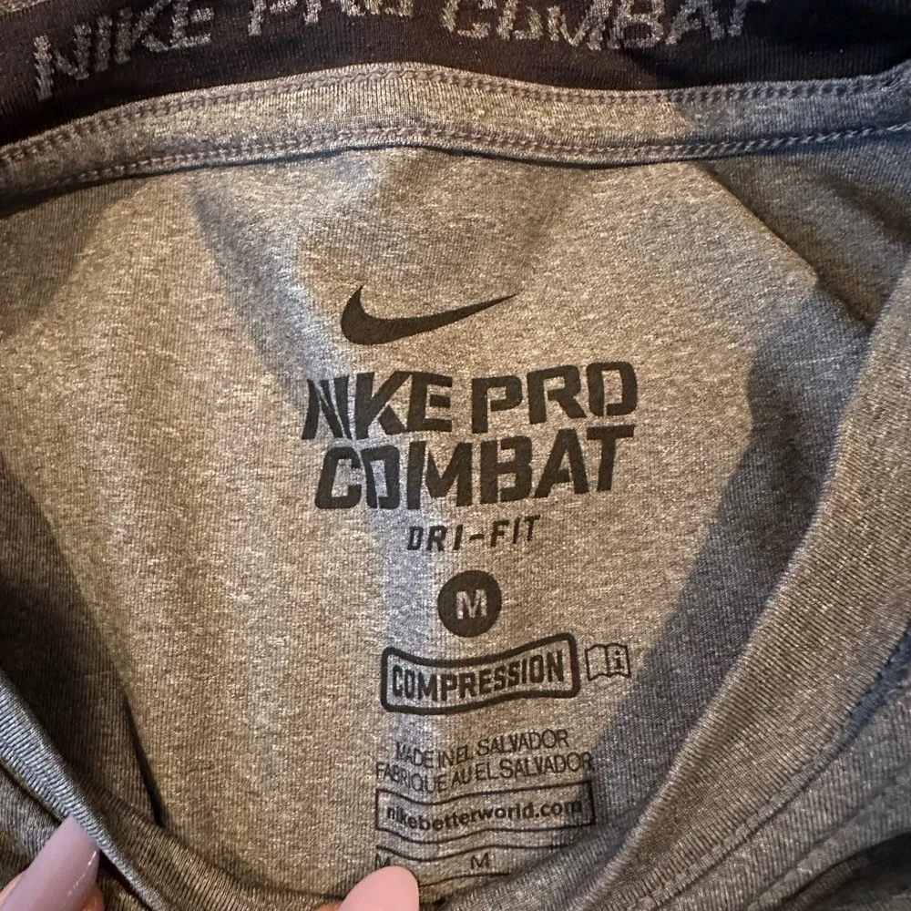 Nike Pro Combat Gray Youth Long Sleeve Shirt - Picture 2 of 5